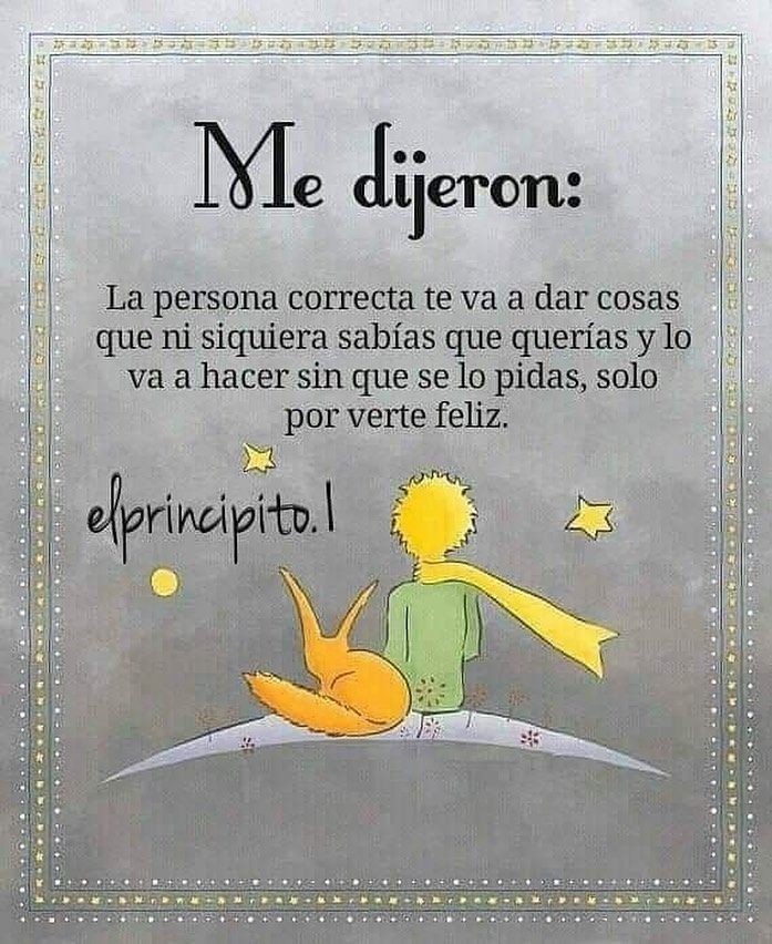 Iniciamos #01Febrero con el Principito... con él podemos dejar hablar nuestro corazón...

Ojalá que un día de estos encontremos la persona correcta
#AmorBonito