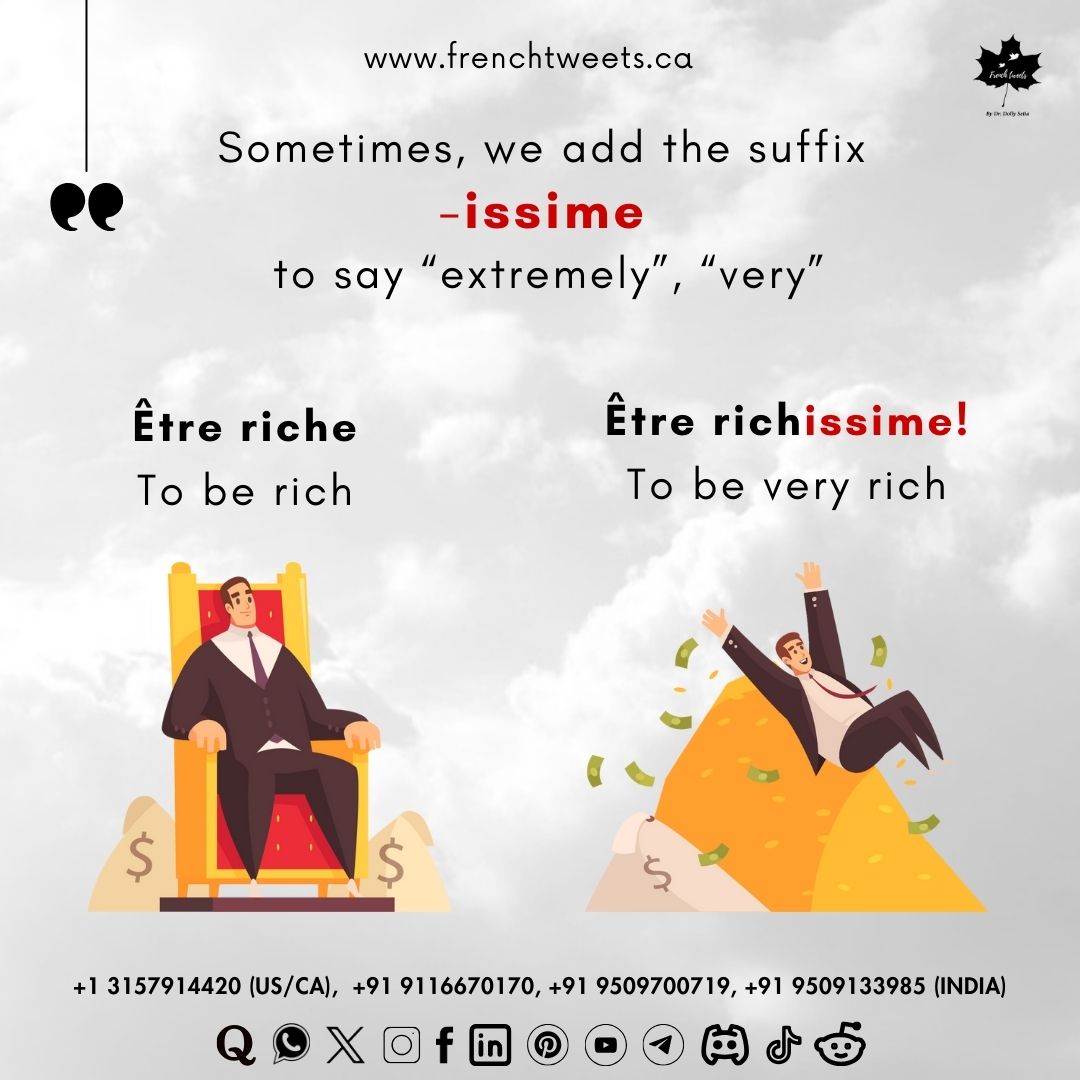 frenchtweets1's tweet image. 🎲🗒️we explore the magic of adding the 'issime' suffix – the Key to Expressing Extreme Intensity!
✅ Write to us: info@frenchtweets.ca
#extremeintensity #LanguageMagic #suffix #frenchresources #FrenchLanguageSkills
#expressentry #canadapr #crsscore #canadaimmigration