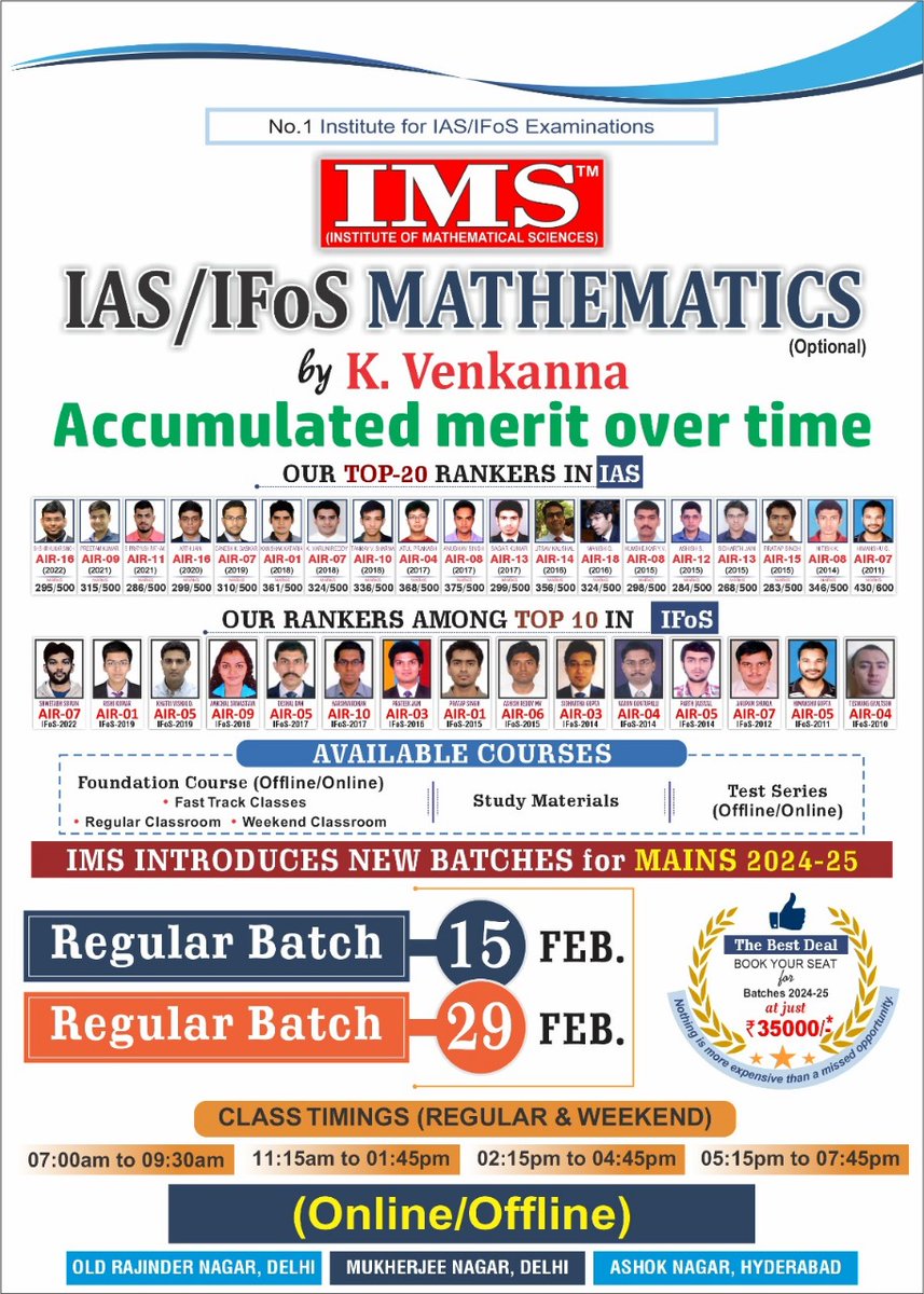 ims4maths's tweet image. 🚀 Join 𝑲. 𝑽𝒆𝒏𝒌𝒂𝒏𝒏𝒂&apos;s 𝑴𝒂𝒕𝒉𝒔 𝑶𝒑𝒕𝒊𝒐𝒏𝒂𝒍 𝐑𝐞𝐠𝐮𝐥𝐚𝐫 𝐁𝐚𝐭𝐜𝐡 for #CSE 2024 from 𝟏𝟓𝐭𝐡 𝐅𝐞𝐛 &amp;amp; 𝟐𝟗𝐭𝐡 𝐅𝐞𝐛 𝟮𝟬𝟮𝟰
📞𝑪𝒂𝒍𝒍 👉 wa.me/9999197625
🌐👉 bit.ly/3TrJiMr
📍 𝗠𝗮𝗽:- maps.app.goo.gl/myD36h8BjC8PRR…

#ims #mathopt #vvr #ias #ifos