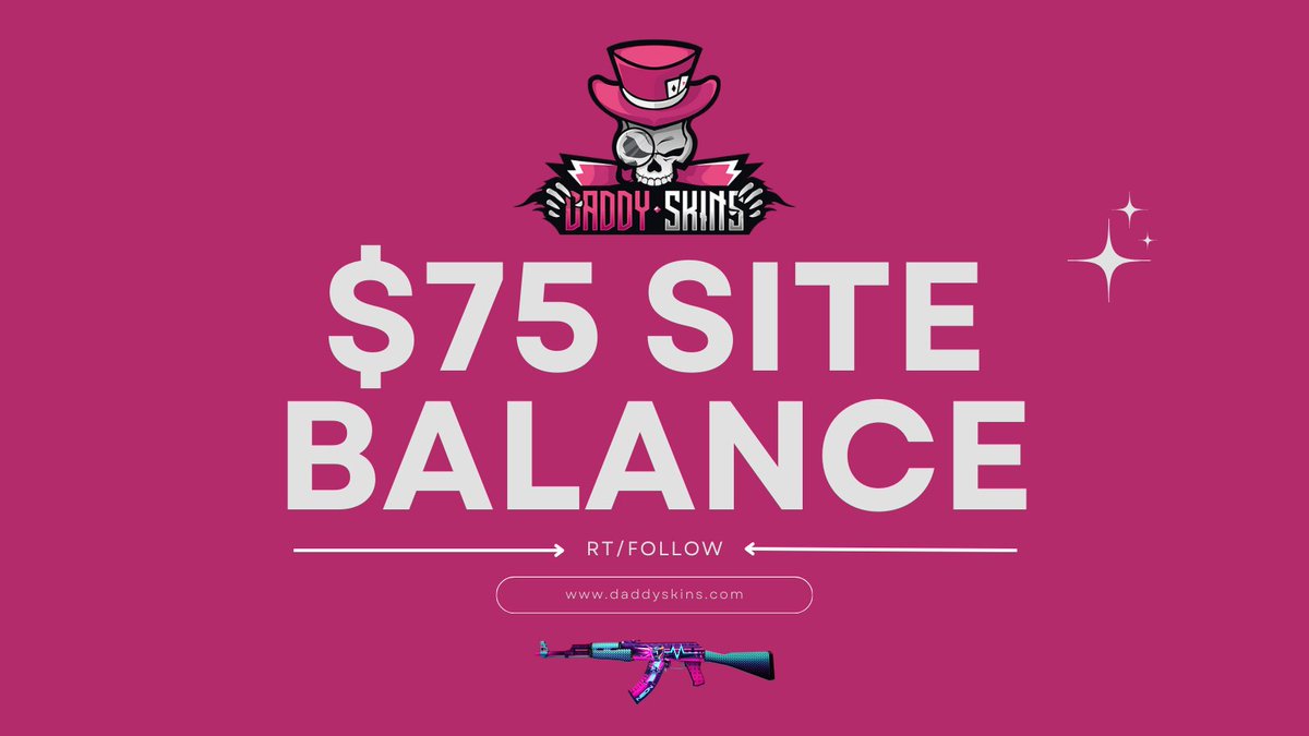 DaddyskinsCSGO's tweet image. $75 balance on Daddyskins!     

RT/Follow   

Winner in 72 hours 🩷