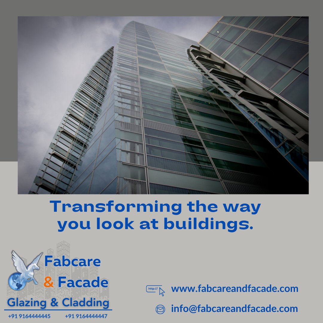 Transforming the way you look at buildings.
fabcareandfacade.com

#glazing #cladding #structuralglazing #spiderglazingfaçade #AluminiumCompositePanel #fixedglazing #patchfittingservice #semiunitizedsystem #fabcareandfacade #glazingserviceinbangalore