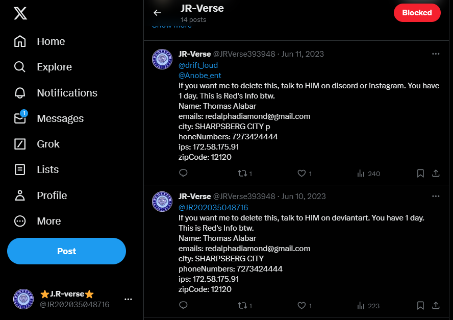 JR202035048716's tweet photo. ...why did this idiot made a fake account of me months ago? Which I just witnessed an hour ago? He even spread a fake screenshot of the chuggaaconroy drama that I honestly know LEAST about. I might be pretty sure he's also a doxxer as well.
#fakeaccount #doxxer #fake #fakeuser https://t.co/Z7pIKafYuY
