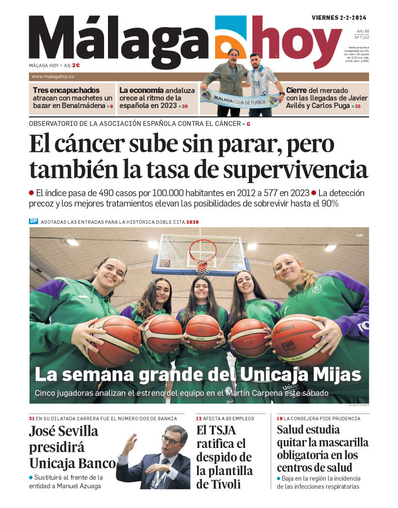 malagahoy_es's tweet photo. ¡Buenos días! Aquí os dejamos la portada de Málaga Hoy de este 2 de febrero. Más noticias de la jornada en https://t.co/1wyZ3uqWCT. #FelizViernes #Málaga https://t.co/qHXXM5MqQt