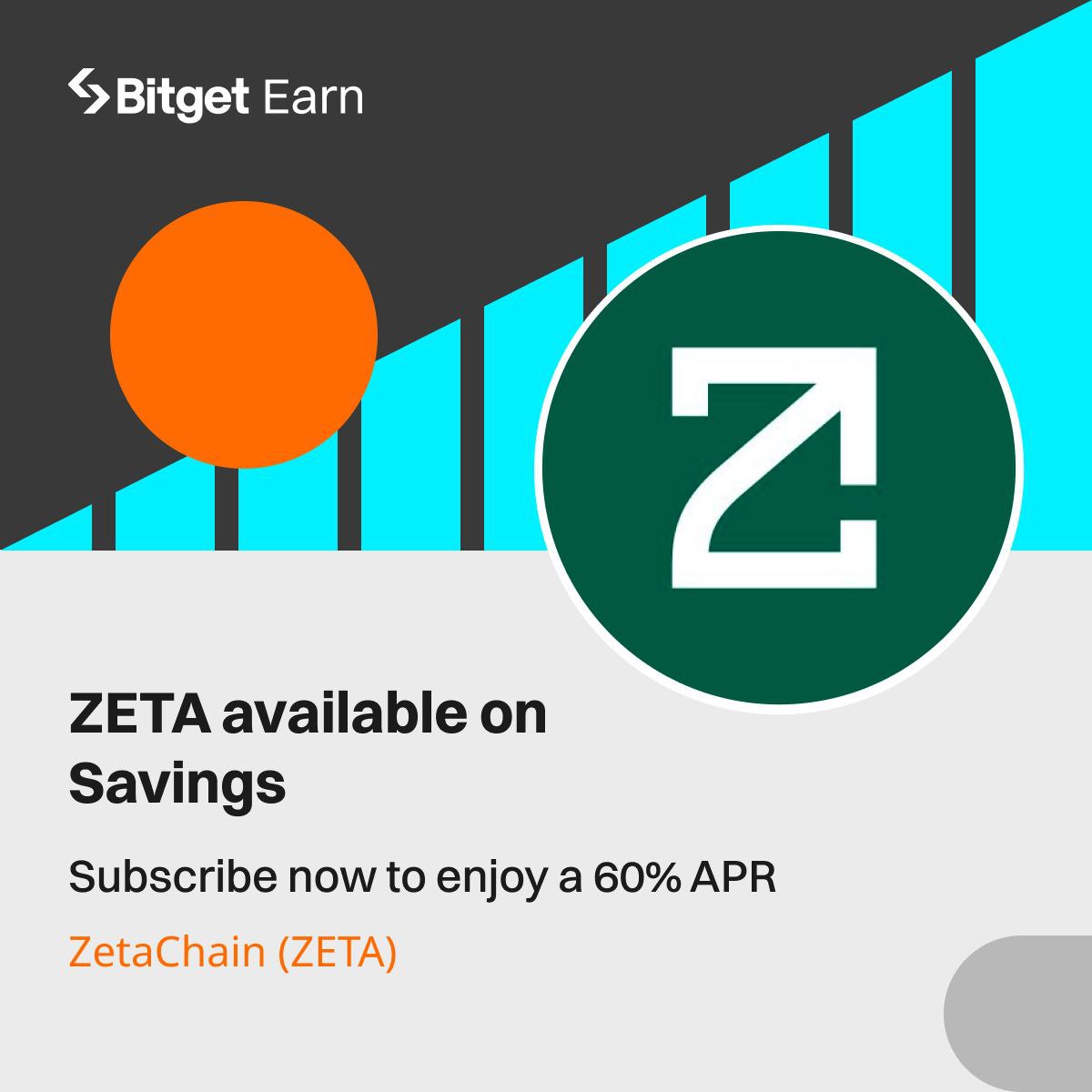 Introducing $ZETA Savings with a 60% APR! Subscribe now to start earning from February 1, 3:15 AM (UTC).

ZetaChain (ZETA) is available on Savings – secure your 60% APR today!

New users join BITGET now;  partner.bitget.com/bg/5A6UVP

For more details about the event.
Read more;