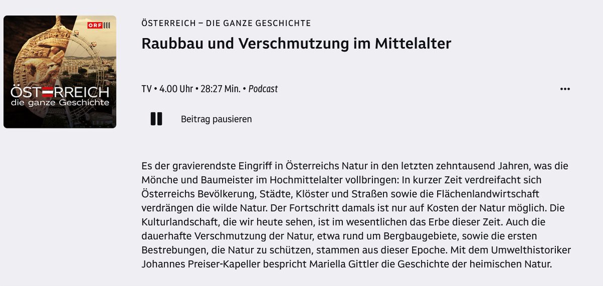 Byzanzforscher's tweet photo. Zum Anhören: die 2. von 4 Folgen mit Mariella Gittler & mir im Rahmen der @OrfDrei-Podcast-Reihe zur TV-Doku "#Österreich - die ganze Geschichte" ist online - zu #Raubbau und #Umweltverschmutzung im #Mittelalter
#Byzanzforschung @imafo_oeaw @oeaw
https://t.co/H2D5pVAwK8 https://t.co/q1IDiYkx6A