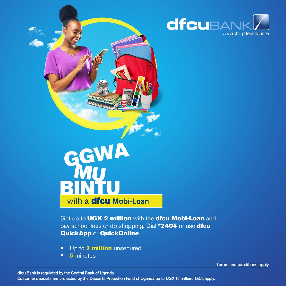 #AD
As the back to School season takes a toll, remember that @dfcugroup is enabling you get access to #dfcuMobiLoan of up to Ugx 2M via dfcu Quick App OR by simply dialing *240# 

More info: dfcugroup.com/promotions
#GwaMuBintu #TransformingLivesAndBusinesses