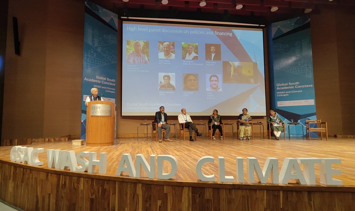 Panel discussion on WASH-climate policies and financing at the #GlobalSouthAcademicConclave @CeptResearch @CEPTUniversity1 @fpcept @BMGFIndia @DineshMehta100 @mehta_pani @ArvindLtd @SPARCIndia2 @rrshrestha7