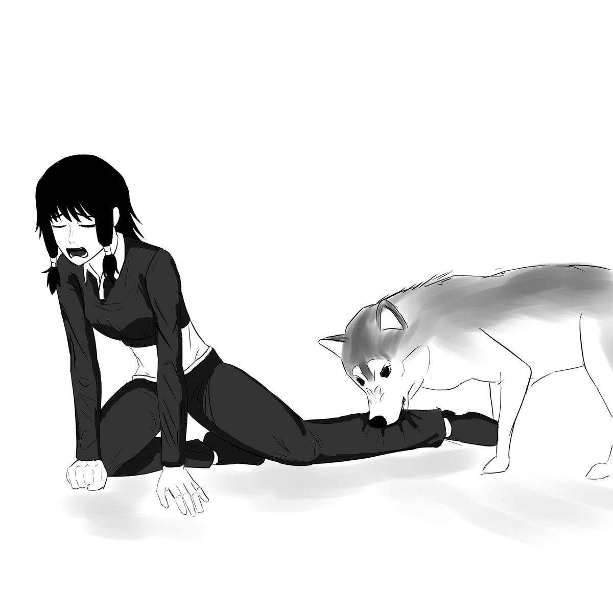 kaladbolg2's tweet photo. fumiko gets attacked by a dog because she deserves it #chainsawman #chainsawman154 https://t.co/C36crpXR2y
