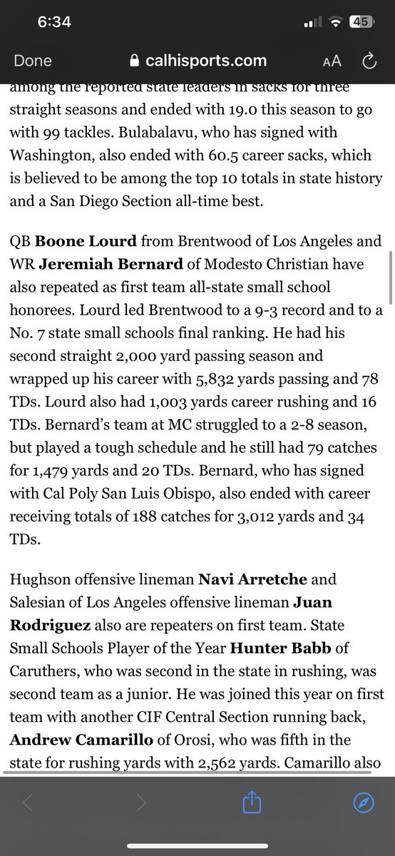 Blessed to be named to Cal-Hi’s All State Team, Thank you @CalHiSports