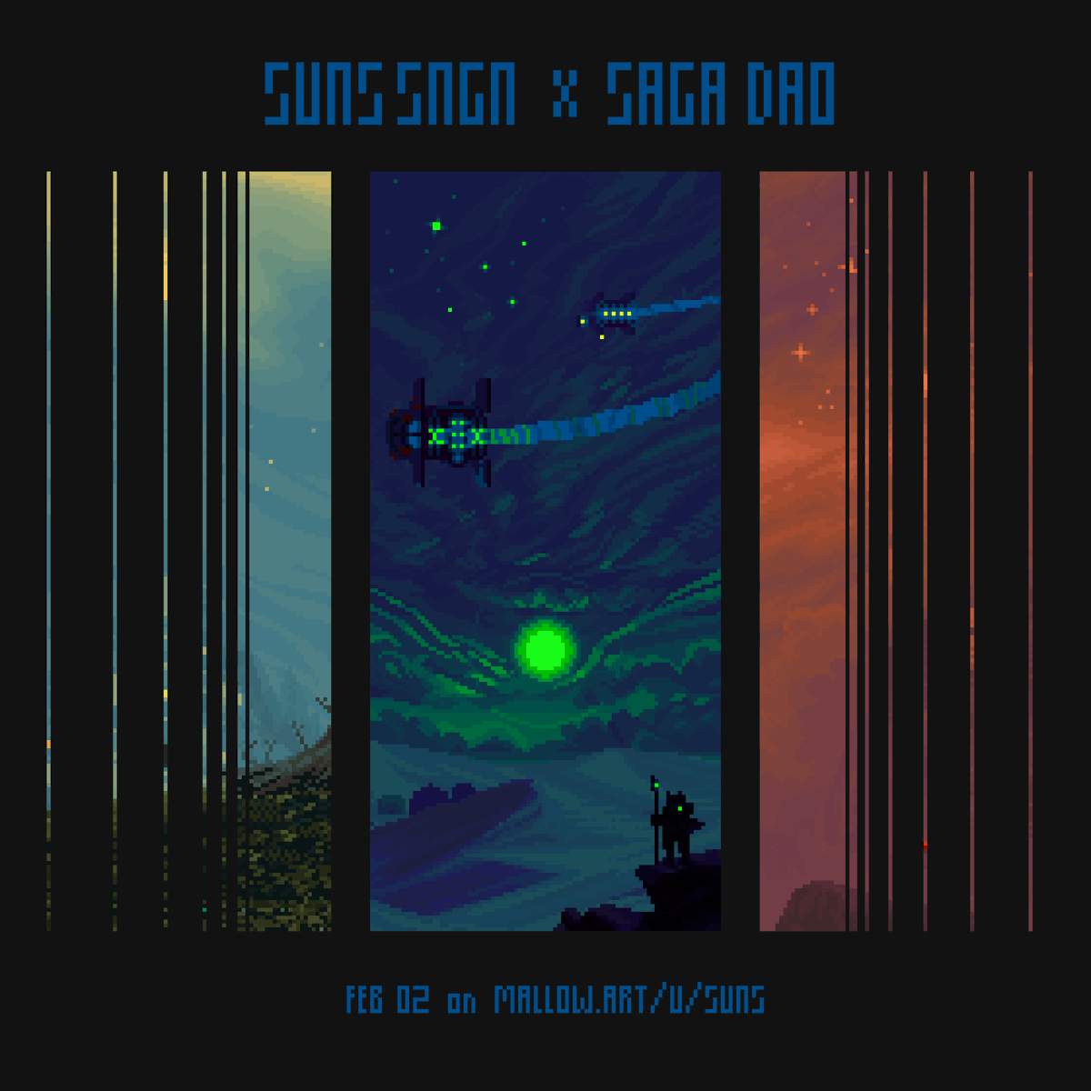 Saga Editions 🌠

@SolanaMobile users and @SunsSaga collectors are invited to mint striking new compositions of Suns Saga, now in a vertical frame – perfect for mobile screens. 

Mystic Marsh | Thirstlands | Misty Peaks
Feb 2 at 9 pm UTC for 24h
Mint Free on @Mallow__Art  🧵🔗