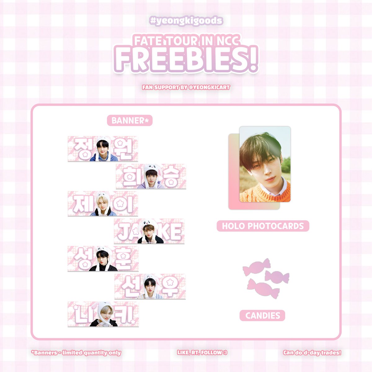 HABOL PO AKO HAHA

#ENHYPEN FAN SUPPORT 🧡
ㅡ by <a href="/yeongkicart/">͏͏͏͏͏͏</a> !

🔸 mbf, like &amp; rt
🔸 show proofs to claim!

400+ photocards to be given away 🥹 see you there! location/how to find me to be posted ☺️

🏷️ fate tour freebies #EN_WORLDTOUR_FATE 
#FATE_IN_NEWCLARKCITY #yeongkigoods