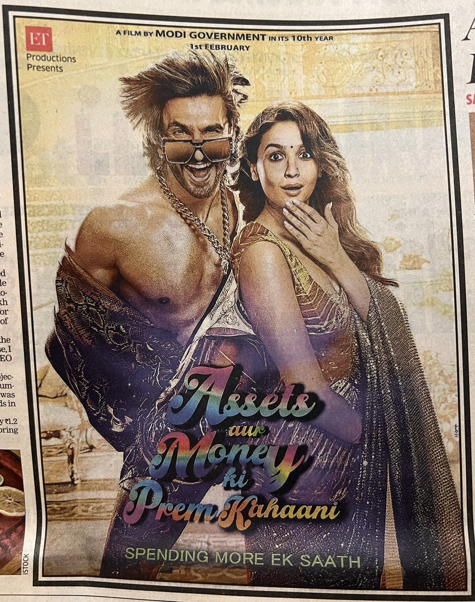 Confusing morning. Did the <a href="/bombaytimes/">BombayTimes</a> editor design the <a href="/EconomicTimes/">Economic Times</a> today? Loving the Bollywood ka tadka to the @Budget2024 khichadi! 🤩