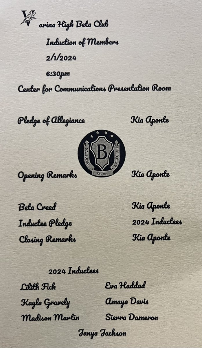 AthleticsVarina's tweet photo. Did you know the @nationalbeta club has been at @VHS_BlueDevils since 1937!!!

Tonight we initiated 7 young ladies to restart it!

If you have ever been a member of the VHS Beta Club, please reach out!

#BuiltOn5 #Route5Proud https://t.co/XdJxhYLRYI