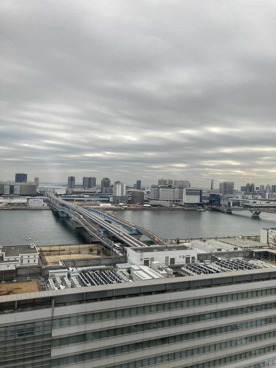 HardoLass's tweet photo. こんにちは！ハドラスです❗️今朝はちょっと曇り気味の東京です。写真は東京湾方向ですが雲がすじっぽくなってる感じ、見方によってはきれいかもです。週末です！頑張っていきましょう！！
#企業公式 #企業公式が朝の挨拶を言い合う #企業公式冬のフォロー祭り https://t.co/2pSyPGesxm