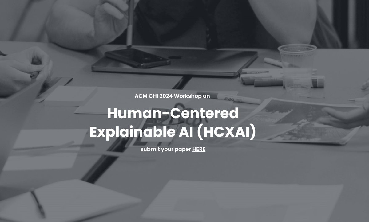 **DEADLINE EXTENDED** You asked. We listened!

New deadline: Feb 21 for the Human-centered Explainable AI (#HCXAI) workshop at #CHI2024. 

w/ <a href="/mark_riedl/">Mark Riedl</a> <a href="/watkins_welcome/">Elizabeth Anne Watkins, PhD</a> <a href="/CarinaManger/">Carina Manger</a> <a href="/philwintersberg/">Philipp Wintersberger</a> <a href="/AndreasRiener/">Andreas Riener</a> <a href="/sunniesuhyoung/">Sunnie S. Y. Kim ☀️</a> <a href="/nielsvberkel/">Niels van Berkel</a> 
 
(weblink in ALT text)