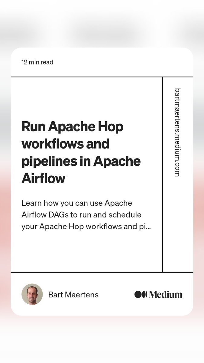 zeqk's tweet image. Read this story from Bart Maertens on Medium: bartmaertens.medium.com/run-apache-hop…
#apachehop #airflow