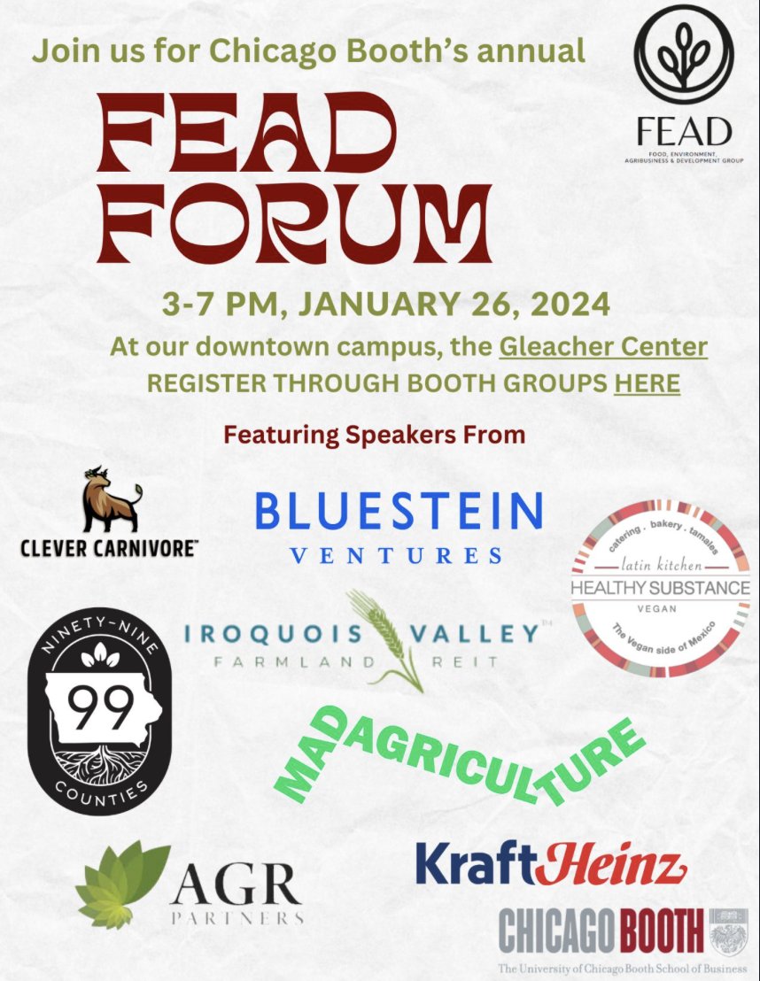 _kaitlingrady's tweet photo. Thank you @ChicagoBooth of Business FEAD (Food, Environment, Agribusiness, Development) for inviting me to speak on the FEAD Forum's Novel Foods panel alongside v impressive players in the sustainable food space, @brittanychibe/@foods_aqua
🍣🍄 + Miguel Franco/@HealthySubstanc.🌱 https://t.co/B3DMzkLz6s
