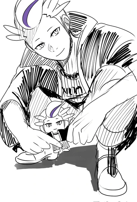 ツバっさん自分のぬいで遊んでくれそうだよな〜と思いながら描いてた昨日の よく見ると左手上げてるポーズとらせてるんだよ〜🤚