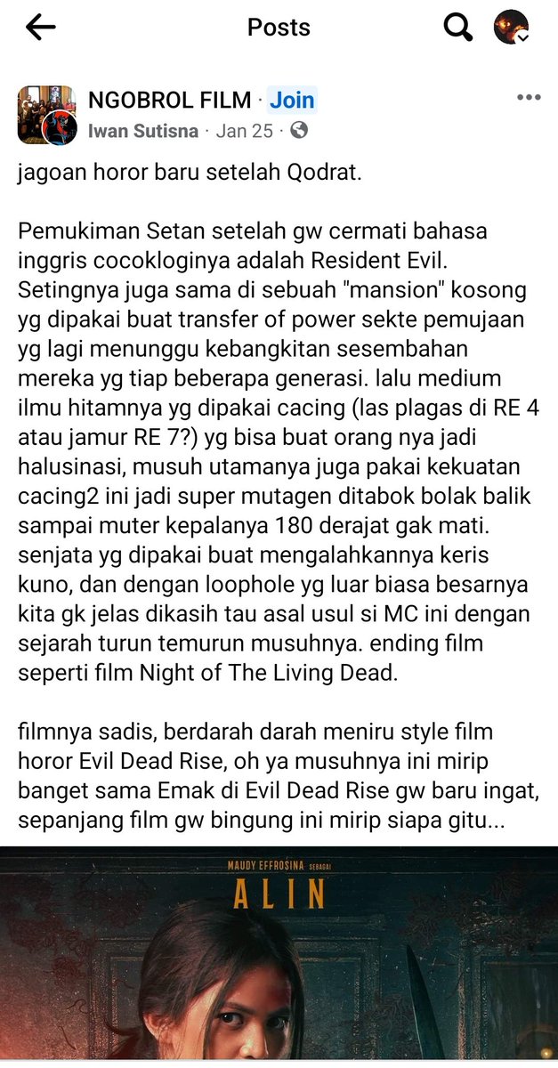 Salah satu review cerdas dan kaya referensi buat Pemukiman Setan dari salah satu akun film di FB.

Love to share it with <a href="/Gearexy/">Gea Rexy</a> 😄