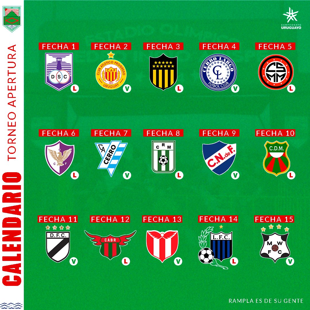 🗓 EL CALENDARIO RAMPLENSE

Aquí el fixture de Rampla Juniors en el Torneo Apertura del @CampeonatoAUF.

#RamplaEsDeSuGente