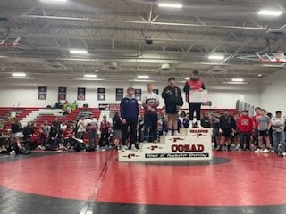 The boys' day started rough with 3 guys not making weight but at least the day only went up from there. Lots of tough battles and we came away with 5 conference medals in a tough SWC invite. 
Garrett 4th
Cole 3rd
Braiden 3rd
Harlan 3rd
Lucas 1st