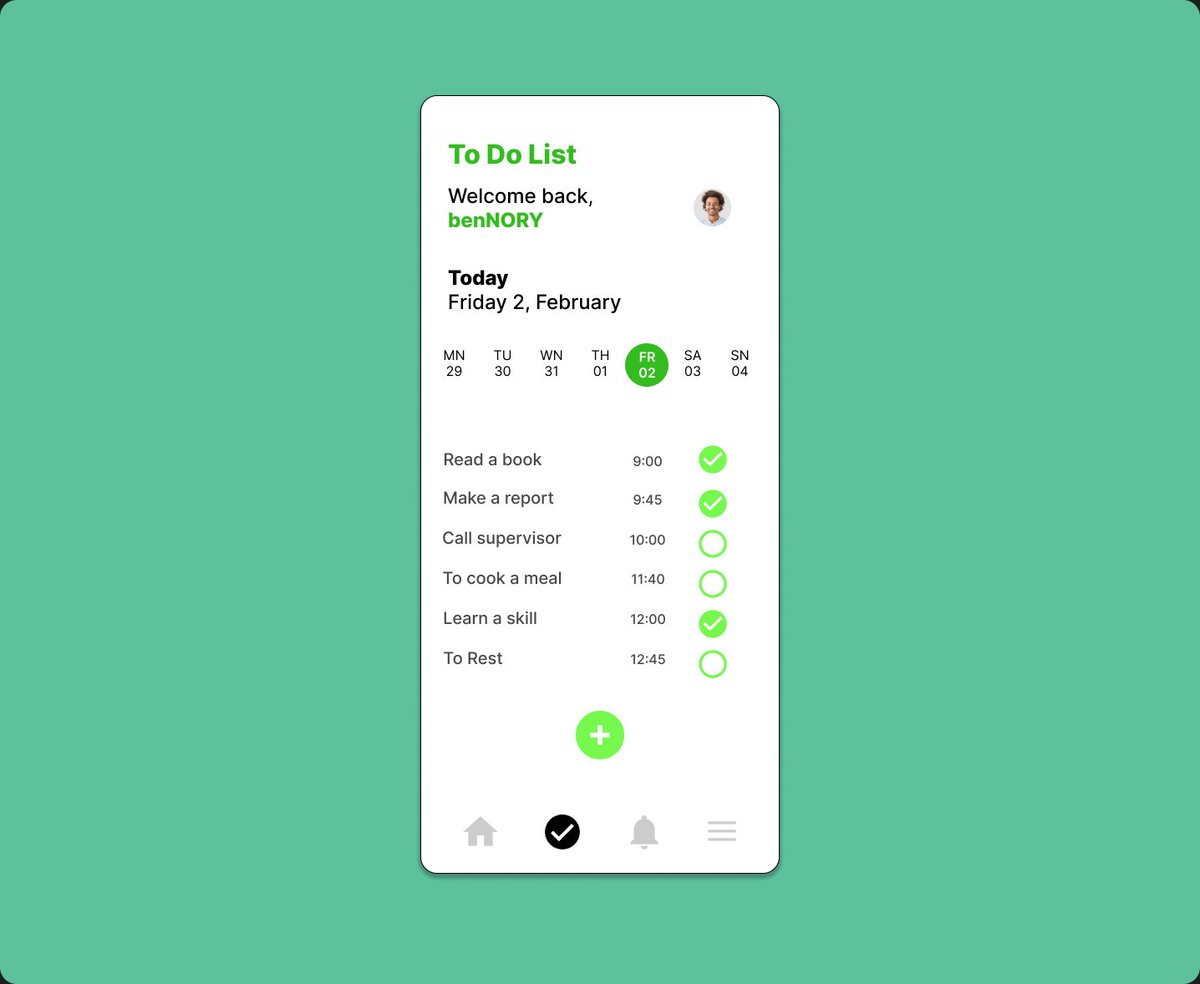 #DailyUI Day #042/100  TO DO LIST design.  
My Journey to 100 UI designs.