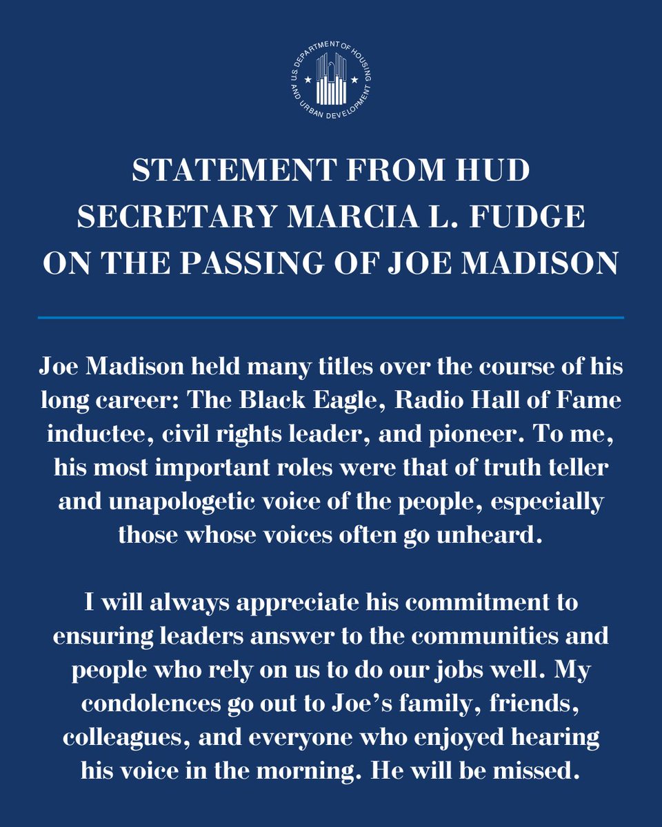 My condolences go out to Joe Madison’s family, friends, colleagues, and everyone who enjoyed hearing his voice in the morning. He will be missed.