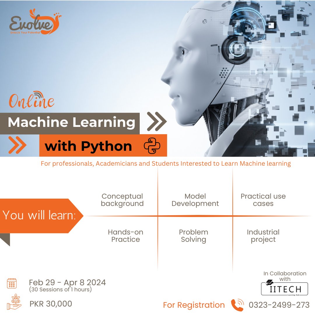 evolveplc's tweet photo. Embark on a transformative journey into the realm of Machine Learning with our newly launched online course! Unlock the potential of machine learning, enhance your skills, and shape a future filled with innovation.

https://t.co/oWHwzExkQO https://t.co/UwopXi8MId