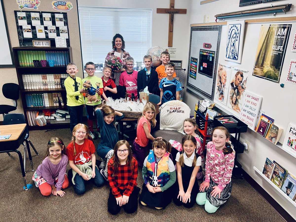 We nailed tacky, crazy day today for CSW. On top of all the excitement, these wonderful 2nd graders spoiled me as they celebrated my “1/2” birthday! #norfolkcatholic