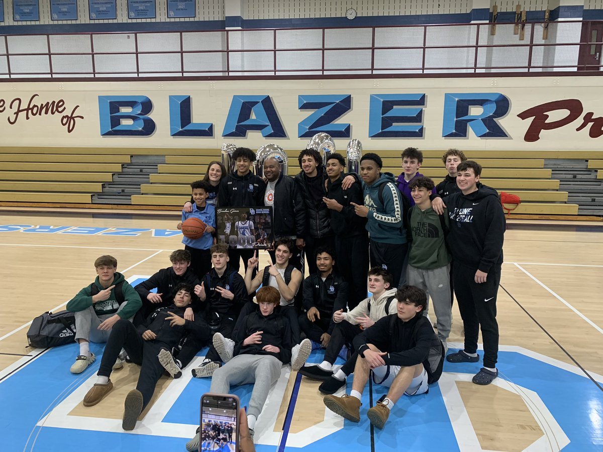 Junior Brendan Gaines joins the 1000 point club!  Awesome job to Brendan, his family and the entire Blazer basketball team!