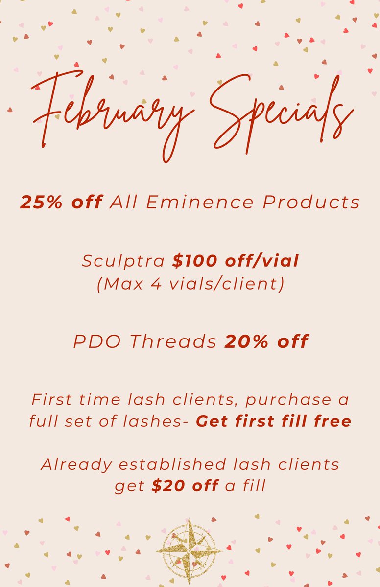 LaBoussoleSpa's tweet photo. You’re Going to #LOVE Our #FebruarySpecials at #LaBoussole #MedSpa #WellnessCenter #Joplin!
https://t.co/icNo9sFOT9
Gift Cards Available!
#Sculptra #PDOthreads #LashExtensions #SkinCare #JOMO #JoplinMO #SouthwestMissouri #FourStates
#NorthwestArkansas #SpringfieldMO #417Local https://t.co/QipTjs6deo