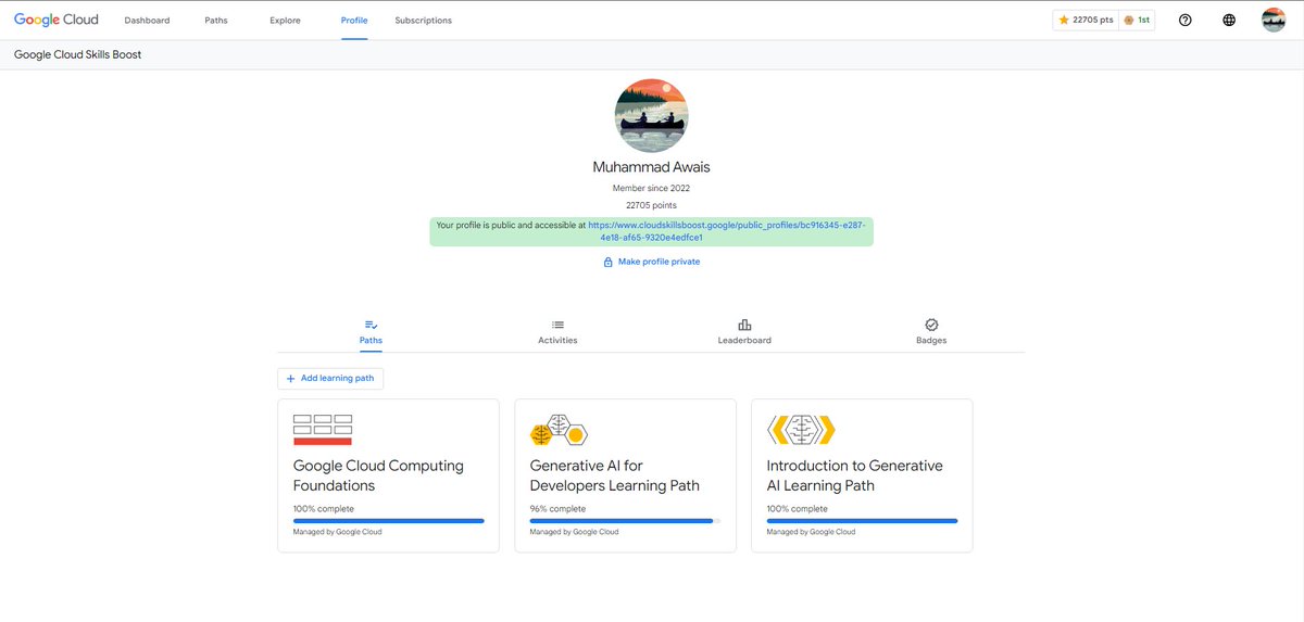 awais882s's tweet image. 📷 Unlock the power of the cloud with #CloudSeekho! 📷 Dive into the world of possibilities with Google Cloud  From scalable infrastructure to advanced AI services, #CloudSeekho is your guide to mastering Google #LearnGenAI &amp;amp; #CloudSeekho
cloudskillsboost.google/public_profile…