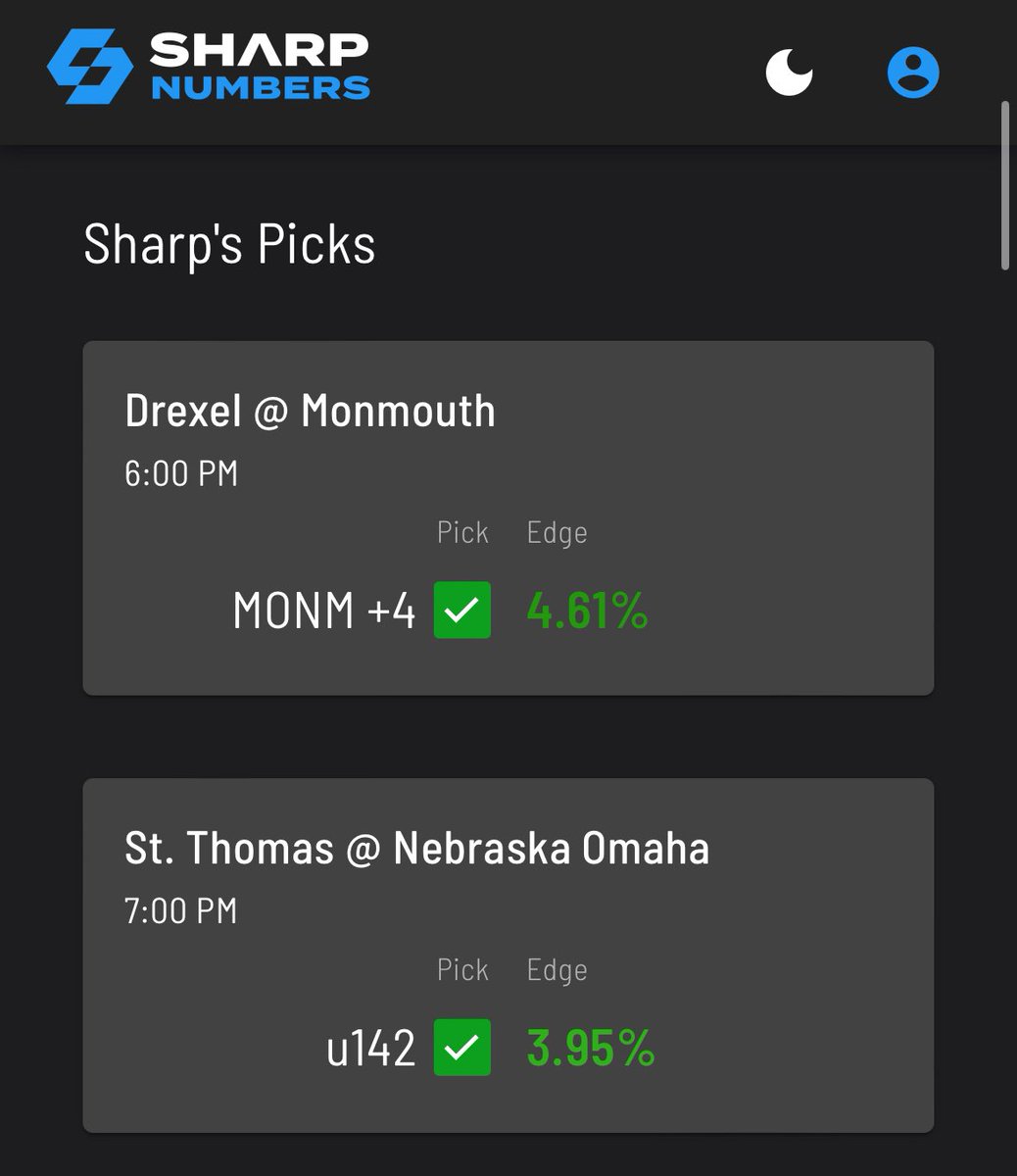 SharpNumbers1's tweet photo. We like to see โ
Back to back 2-0 nights for Sharpโs Picks ๐ฅ
How many others were sweating out that Monmouth game?
#SharpNumbers #CBB #NCAAB https://t.co/k4RoYhdyAI
