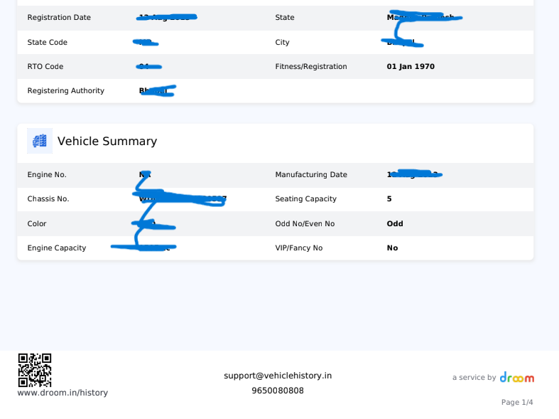 RealSuperXee's tweet photo. @letsdroom You guys are scamming people in the name of service history report...
So i recieved the report of my car yesterday Which was nothing but the information that I already have on my registration card.
and that too was inaccurate...Fitness/registration 1970?? seriously? https://t.co/MaTzurOQez