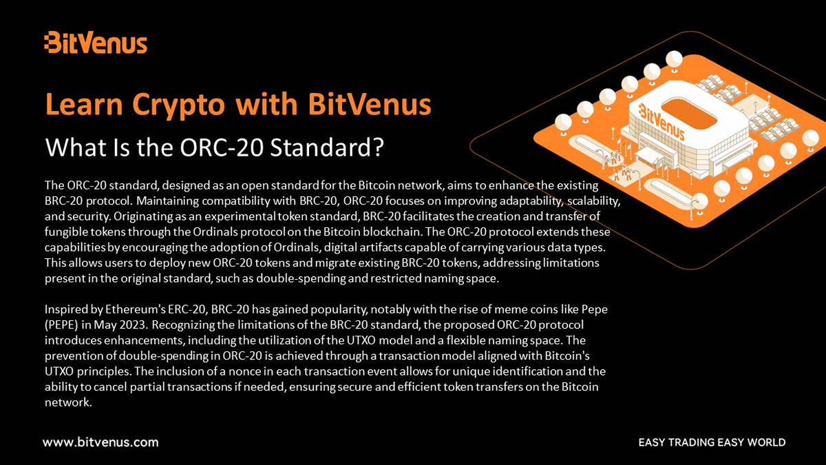 BVOX_global's tweet image. Learn Crypto with BitVenus

#ORC20 #BRC20 #BitcoinProtocol #TokenStandard #OrdinalsProtocol #CryptoEnhancements #UTXOModel #DoubleSpendingPrevention #BlockchainInnovation #DigitalAssets #CryptocurrencyEvolution #ERC20Inspiration #CryptoAdoption #MemeCoins #Pepe…