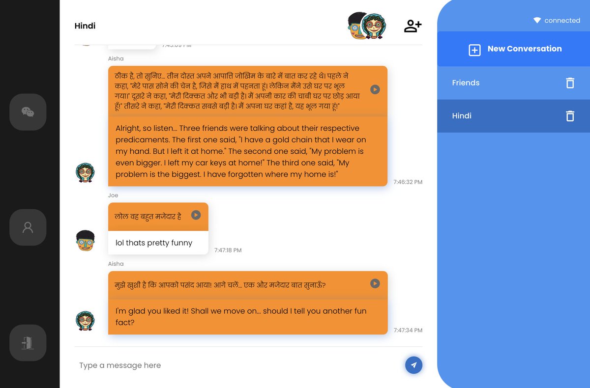 BabbleonAI's tweet image. Feeling down? Need someone to chat with? Let our babblers cheer you up! (while you practice a new language!) #aitranslation #langwtw