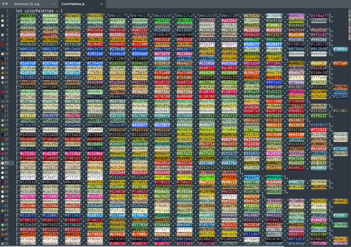 i made 56 colorpalettes for Flowers of Alfiren, here are 50 of them.