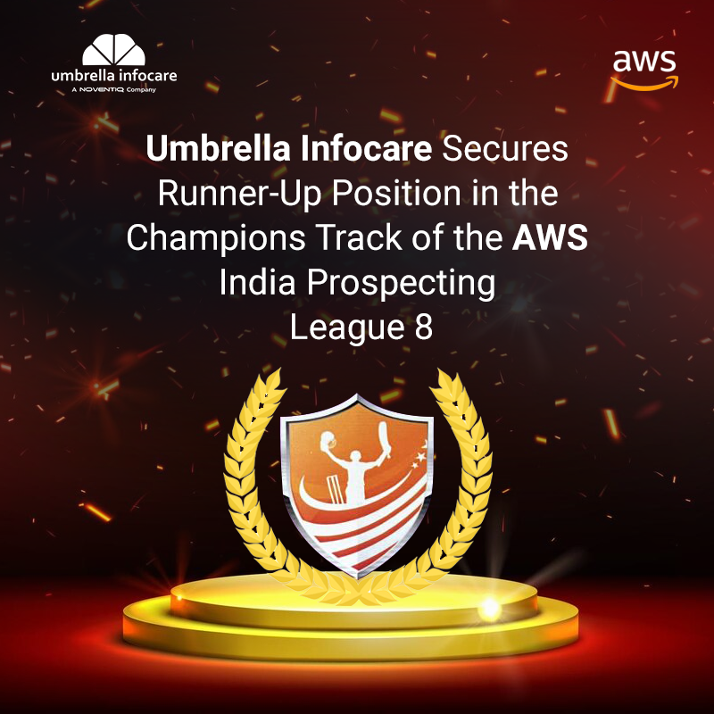 UmbrellaInfocre's tweet photo. We're absolutely delighted to share that #UmbrellaInfocare–#ANoventiqCompany has proudly secured the Runner-Up position in the Champions track of the #AWS #IndiaProspectingLeague8!
A heartfelt shoutout to our #team whose contributions were instrumental in this remarkable journey! https://t.co/NnFmSBrgP4