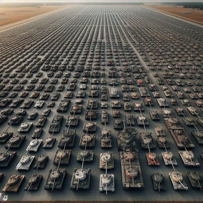 This is what 2678 tanks looks like. That's the number of destroyed russian tanks according to Oryx.

Could someone make a collage with the russian Black Sea Fleet losses? Would be nice.