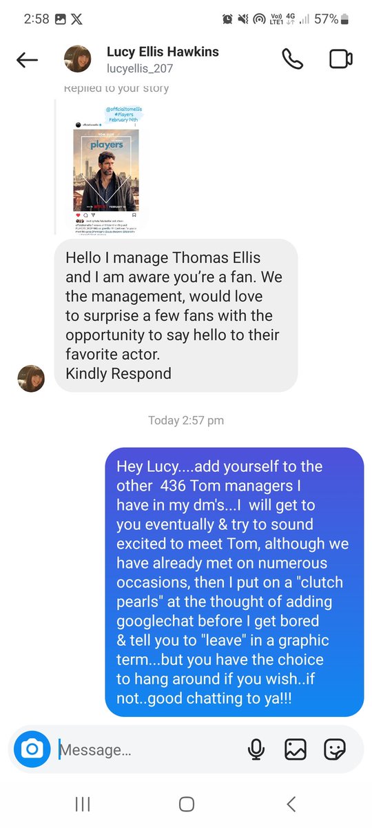 debbbrindley's tweet photo. Dear old Lucy Ellis Hawkins is at it again!! #scammer #TomEllis 
#Fakemanagement
It doesn't need to be said... but for the newbie Tom Ellis followers...THESE ARE ALL FAKE!!! 😈🤦‍♀️ https://t.co/vNKHEJClHP