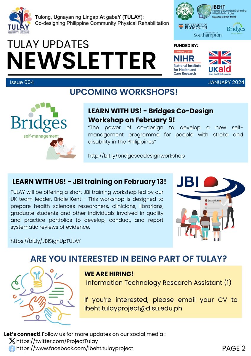 ProjectTulay's tweet photo. January Newsletter for 2024! Learn about our goals, workshops, and get to know our team member, Ms. Aira Ong! https://t.co/GnikwShXhR