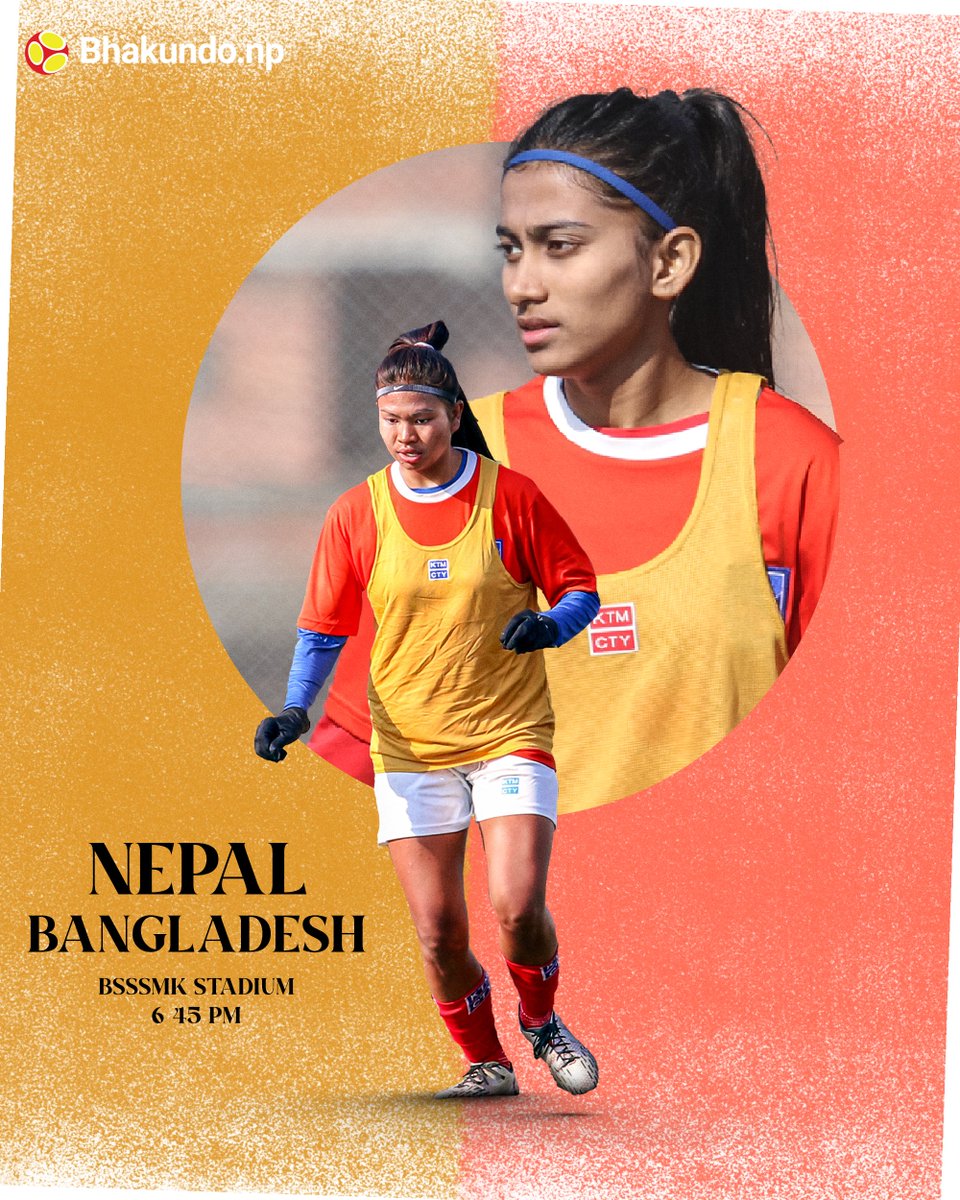 𝐌𝐀𝐓𝐂𝐇 𝐃𝐀𝐘 🇳🇵

Bal Gopal Sahukhala's Nepal starts its SAFF U-19 Women's Championship journey today with a match against host Bangladesh.

Kick-off at 6:45 PM NST 

#NepaliFootall #SAFF #SouthAsianFootball

Bhakundo.np
