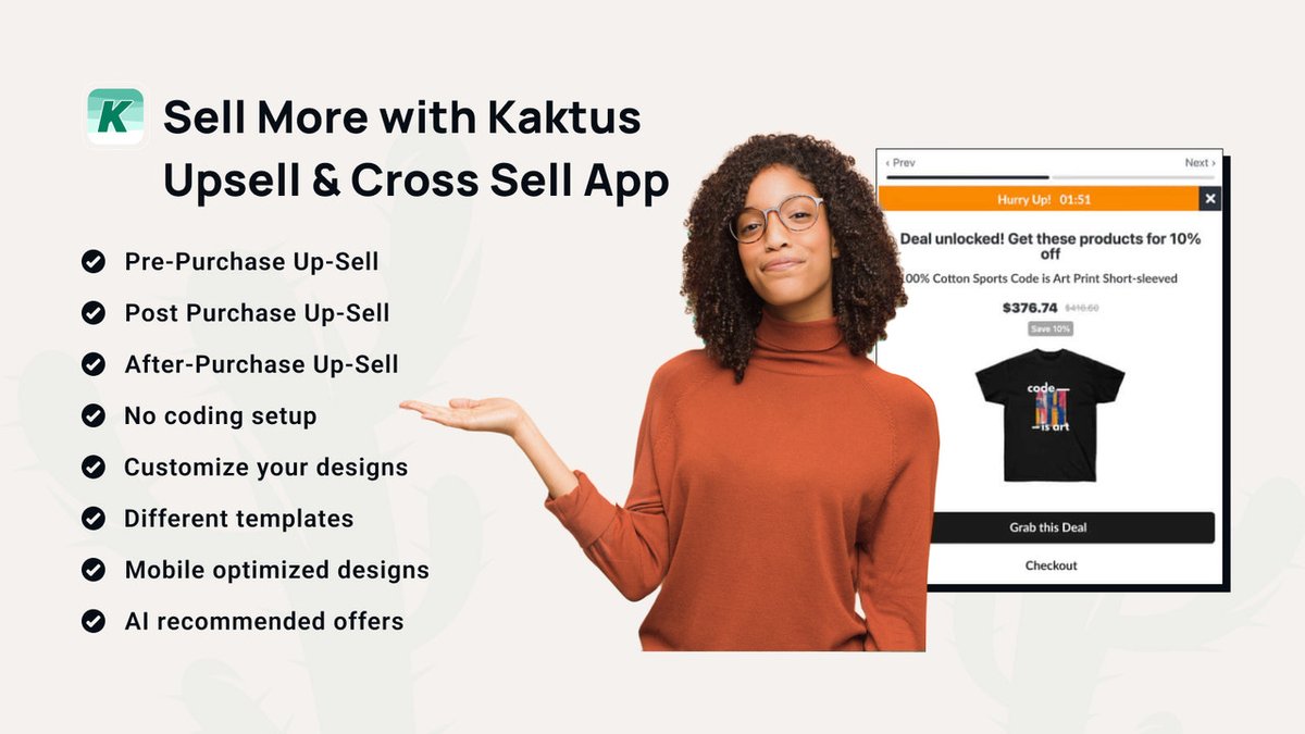 OwlmixShopify's tweet image. K: Daily Deals|Checkout Sales Make more money from the same traffic by using non-intrusive up-sell offers cross-sell offers owlmix.com/apps/kaktus-po… #shopify #shopifyapp  #oneclickcheckout #upsellingcrossselling
