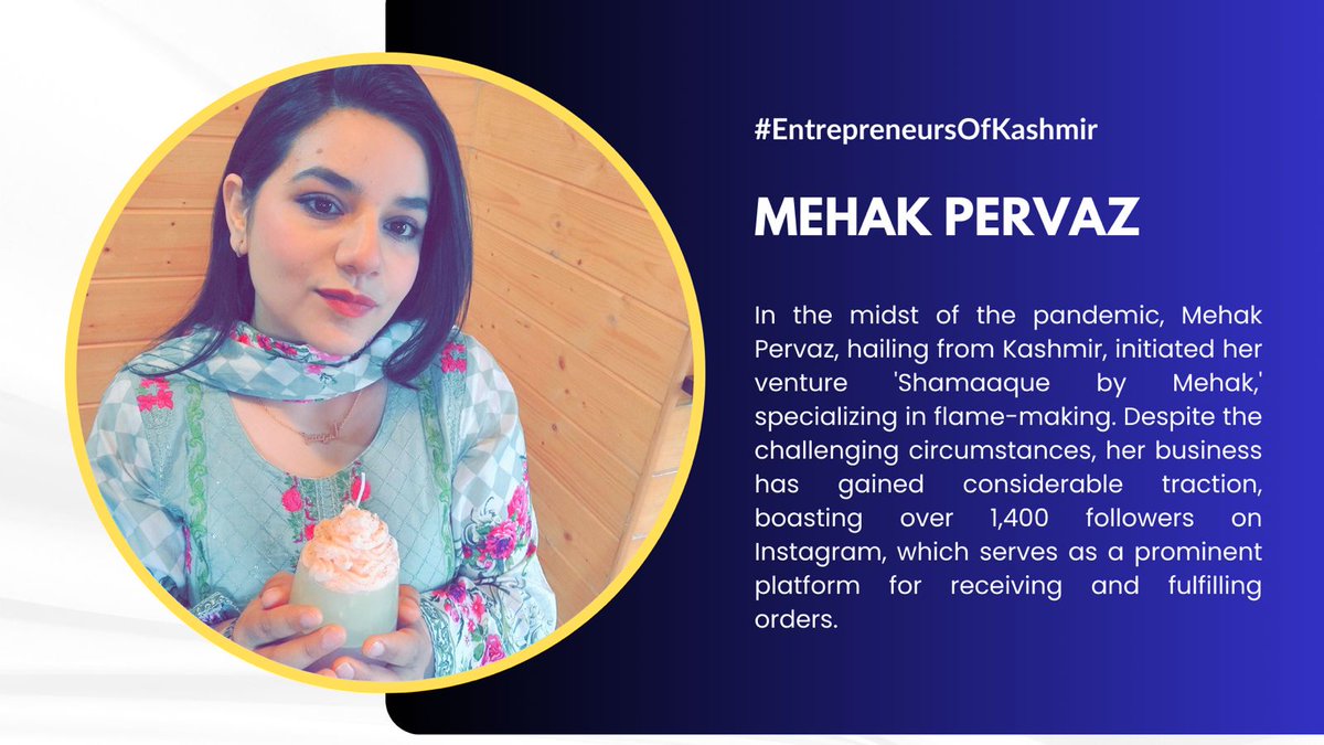 In the midst of the pandemic, Mehak Pervaz, hailing from Kashmir, initiated her venture 'Shamaaque by Mehak,' specializing in flame-making. Despite the challenging circumstances, her business has gained considerable traction, boasting over 1,400 followers on Instagram
