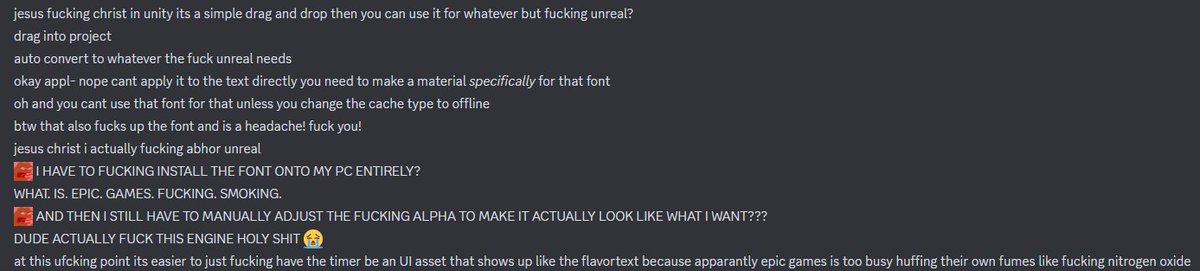 CheesyEnby's tweet photo. I HATE THE UNREAL ENGINE OH MY GOD ITS SO ASS DUDE
@EpicGames WHAT ARE YALL SMOKING https://t.co/dFGg1rULhB
