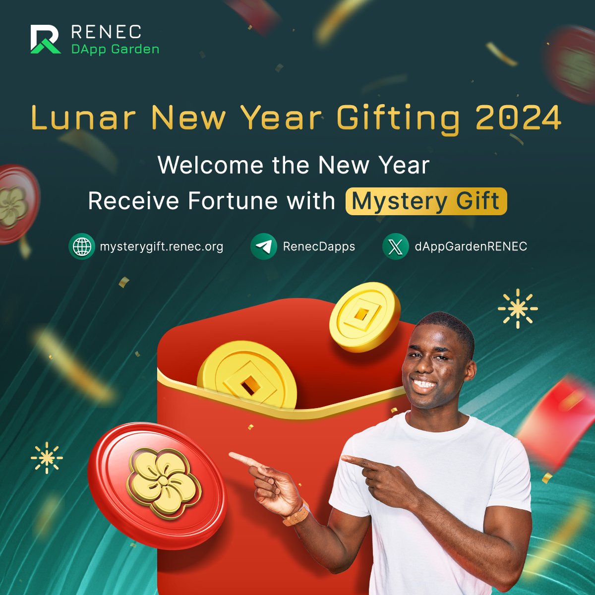 dAppGardenRENEC's tweet photo. ๐ New Year 2024 - Send Gift, Receive Luck, Earn RENEC! ๐งง
๐ Detail: https://t.co/jgWys5i1ii
๐ When you send lucky money to your loved ones through Mystery Gift, you also have the opportunity to immediately earn TET2024 tokens during the Lunar New Year.
๐ How to participate is incredibly easy:
1๏ธโฃ Access Mystery Gift: https://t.co/x4QTm23mKT
2๏ธโฃ Create Lucky Money with a minimum of $1 (Example: 4 RENEC, or 1 reUSD, or 25,000 reVND)
3๏ธโฃ Send the Gift link to your friends
4๏ธโฃ Call your friends to open Gift and receive happy TET2024 Token!
๐ก Don't forget to encourage friends to claim their rewards so you can receive TET2024!
#RENEC #dAppGarden #MysteryGiftExperience #DigitalGiftsLuck #GetRENEC