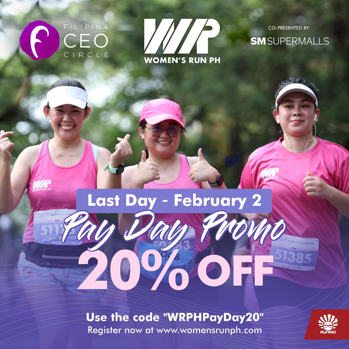 Run a 10km race with me this Women’s Month Celebration on March 10! 🏃🏻‍♀️The event is organized by empowered women I look up to. Last day today to avail the 20% DISCOUNT!

(There is also 5km category btw hehe. Open to male runners as well)

See you?? ☺️👇🏽
 bit.ly/womensrunph2024