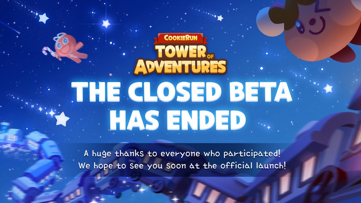 CookieRunTOA's tweet image. The closed beta has ended! 🙏
Thank you so much for playing and sharing your thoughts and feedback! 🙌

See you soon for the official launch! 💪