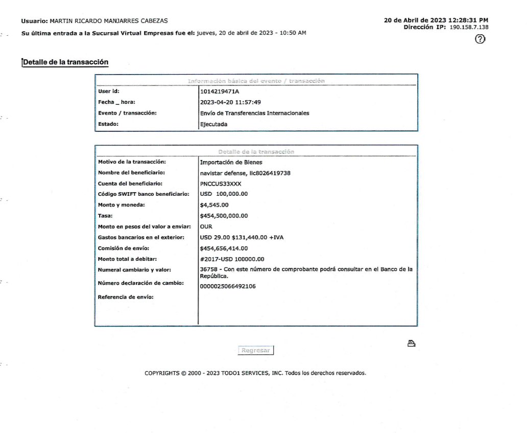HELIODOPTERO's tweet image. Los presuntos delincuentes Marcela Montes y Martín Manjarres, autores intelectuales del desfalco de los carros blindados, dueños de 7M Group, volvieron a robarnos un anticipo de 6 mil millones de pesos, producto de un contrato adjudicado por Claudia López por un valor de 14 mil…
