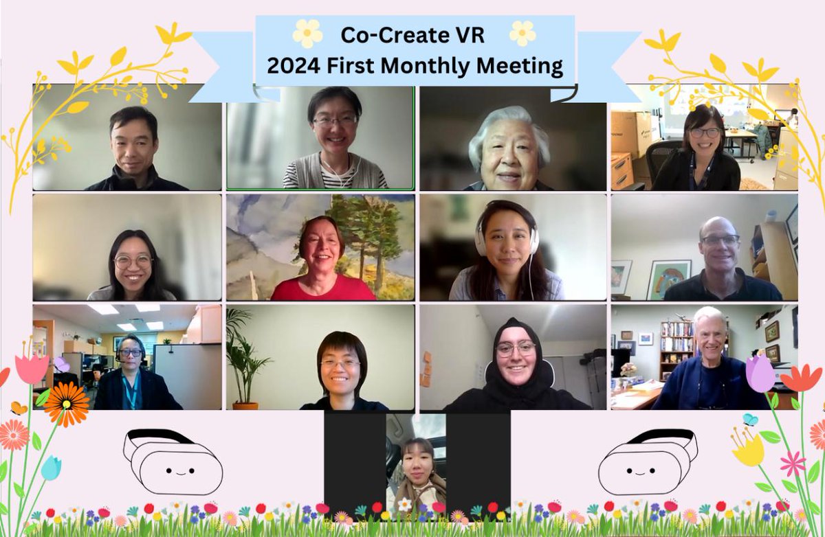 UBCIDEALab's tweet image. Just had our first 2024 #CoCreate #VR large meeting! We are so thankful for our #intergeneration #interdisciplinary #TeamWork! @nurselillian @mortensonlab @petitegeek @JimMannBC @joeywong @lilyren62385572